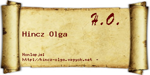 Hincz Olga névjegykártya